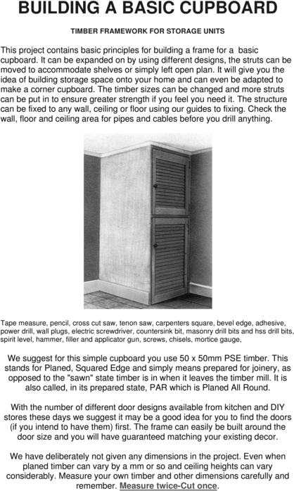 Product picture DIY. How To Build A Basic Cupboard.