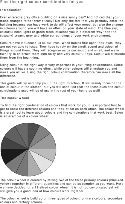 Product picture DIY. Colour Combinations.