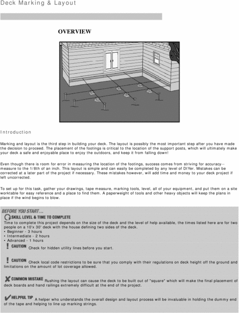 Product picture DIY. Deck Marking And Layout.