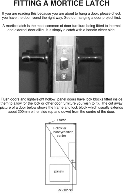 Product picture DIY. Fitting A Mortice Latch. 