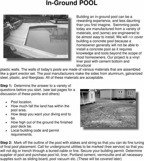 Product picture DIY. In-Ground Pool.