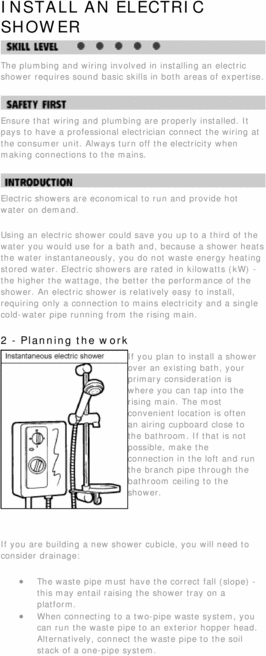 Product picture DIY. Install An Electric Shower.
